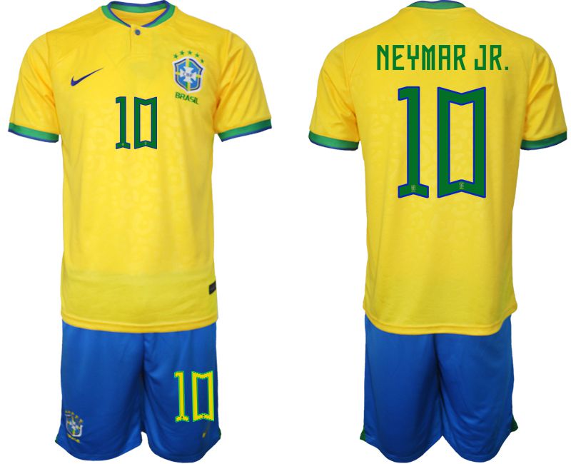 Men 2022 World Cup National Team Brazil home yellow #10 Soccer Jerseys1